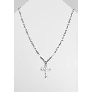 Necklace with diamond cross - silver color