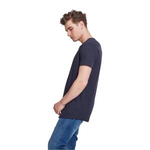 Shaped long T-shirt in a navy design