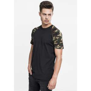 Raglan contrasting blk/woodcamo t-shirt