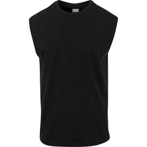 Black sleeveless t-shirt with open brim