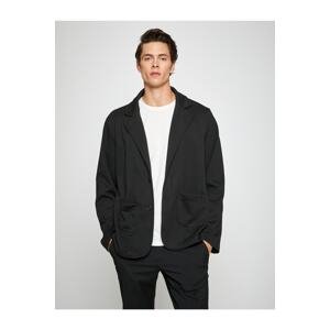 Koton Basic Jacket Wide Collar with Button Detailed Pockets.