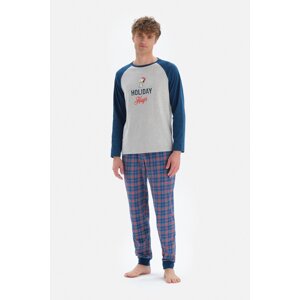 Dagi Indigo Crew Neck Raglan Sleeve Snoopy Printed Undergraduate Pajamas Set