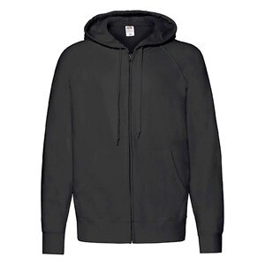 Black Men's Hoodie Lightweight Zip Thru Hooded Sweat Fruit of the Loom