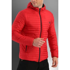 D1fference Men's Red Inner Lined Water And Windproof Hooded Winter Coat.