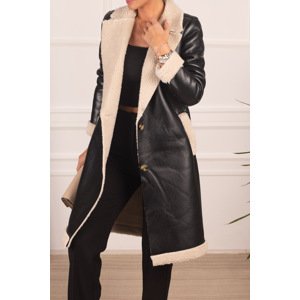 armonika Women's Ecru Pocket Long Leather Coat