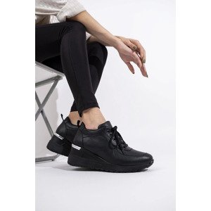 armonika Women's Black Flr609 Wedge Heel Lace-Up Sneakers