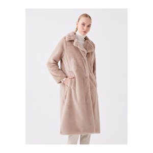 LC Waikiki Women's Jacket Collar Plain Fur Coat