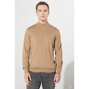 ALTINYILDIZ CLASSICS Men's Mink Standard Fit Normal Cut Half Turtleneck Wool Knitwear Sweater.