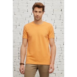 ALTINYILDIZ CLASSICS Men's Melon Juice Slim Fit Slim Fit Crew Neck Short Sleeved Basic T-Shirt with Soft Touches.