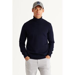 ALTINYILDIZ CLASSICS Men's Navy Blue Standard Fit Normal Cut Anti-Pilling Full Turtleneck Knitwear Sweater.