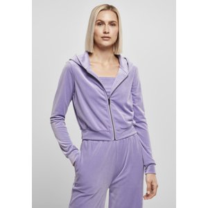 Women's Short Velvet Lavender Hooded Zipper