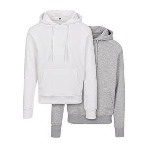 Raglan Sweat Hoody 2-Pack White+Heather Grey