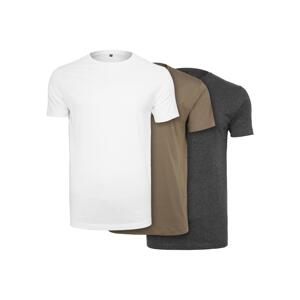 Lightweight T-shirt with a round neckline 3-pack white+olive+charcoal