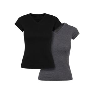 Women's basic T-shirt 2-pack black/charcoal
