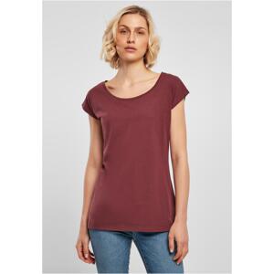 Women's T-shirt with a wide neckline and sour cherries