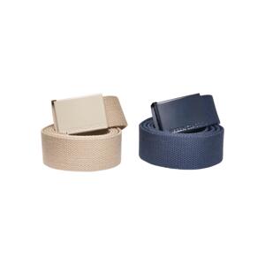 Colorful Canvas Belt with Buckle 2-Pack Sand/Navy