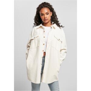 Women's long corduroy overshirt whitesand