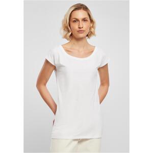 Women's T-shirt with a wide neckline in white