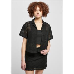 Women's Crochet Lace Holiday Shirt Black