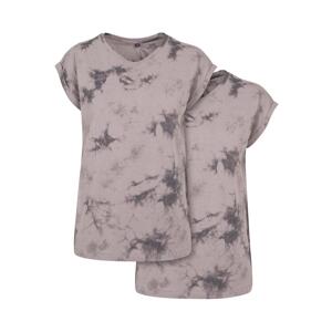 Women's tie-dye T-shirt with extended shoulder in two packs light grey