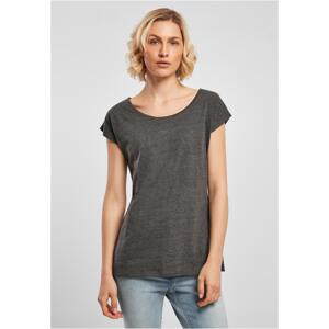 Women's T-shirt with a wide neck with charcoal