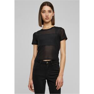 Women's short fishnet T-shirt black