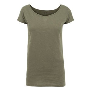 Women's Olive T-Shirt with Wide Neck