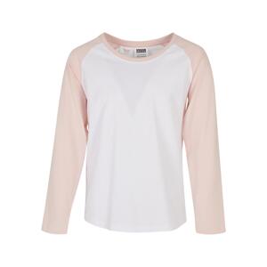 Girls' contrasting raglan long sleeves white/pink