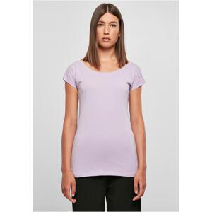 Women's T-shirt with a wide lilac neck