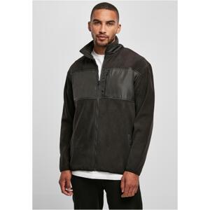 Patched microfleece jacket black