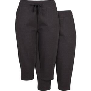 Women's Terry 3/4 Jogging Pants 2-Pack Charcoal