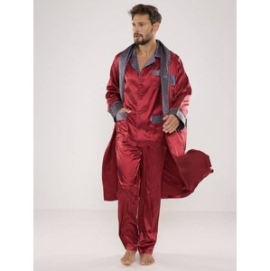 Pyjamas De Lafense 939 Satin L/R M-4XL Men's Zip Up Burgundy 069
