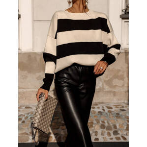 Beige sweater with wide black stripes Cocomore