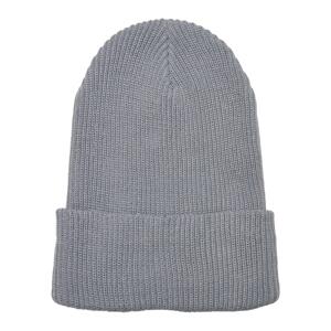 Ribbed knit cap made of recycled yarn grey