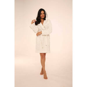 Bathrobe De Lafense 546 Melanie S-2XL women's ecru-dots 100