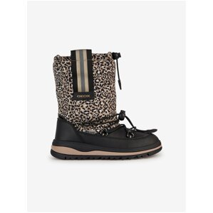 Beige-Black Girls' Patterned Snow Boots Geox Adelhide - Girls