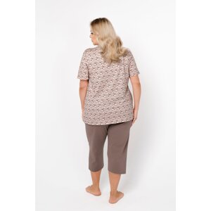 Ramira women's pyjamas, short sleeves, 3/4 pants - print/cappuccino