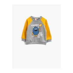 Koton Monster Print Sweatshirt Crew Neck