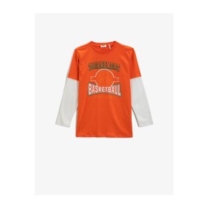 Koton Basketball Printed T-Shirt Long Sleeved Crew Neck