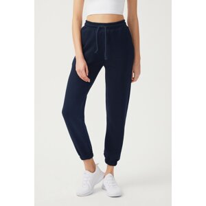 LOS OJOS Women's Navy Blue Elasticated Legs Jogger Sweatpants With