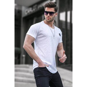 Madmext Torn Detailed White T-Shirt T4002