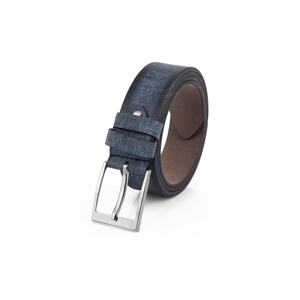 Polo Air Men's Denim Patterned Leather Belt Navy Blue.