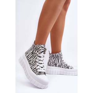 Women's tall tramps with zebra pattern White Florensi