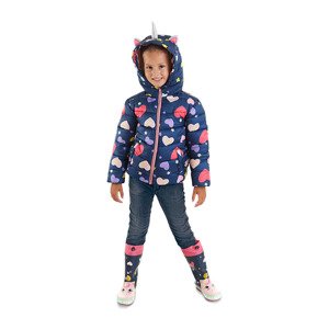 Denokids Unicorn Girl Child's Water Repellent Hooded Inflatable Coat Navy Blue.