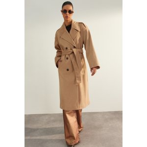 Trendyol Limited Edition Mink Oversize Wide-Cut Belted Coat