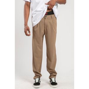 XHAN Beige Plier Detail Pique Trousers