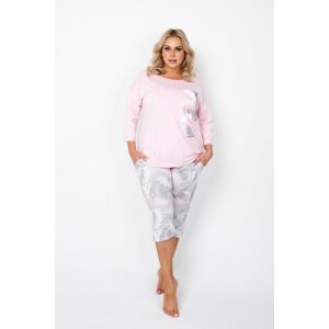 Women's pajamas Dracaena 3/4 sleeve, 3/4 legs - pink/print