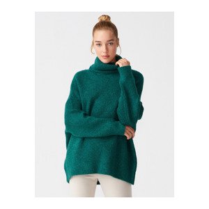 Dilvin 2268 Wide Turtleneck Sweater-emerald