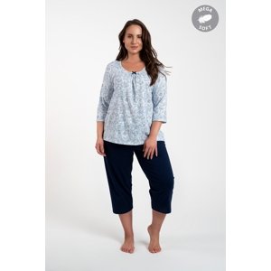 Women's pyjamas Antonia, 3/4 sleeve, 3/4 leg - blue/navy blue print