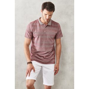 AC&Co / Altınyıldız Classics Men's Burgundy Slim Fit Slim Fit Polo Neck Short Sleeve T-Shirt